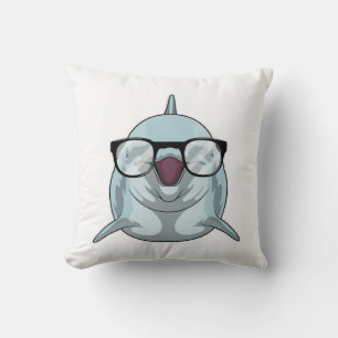 Dolphin as Nerd with Glasses Cushion