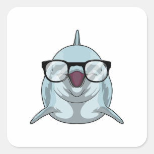 Dolphin as Nerd with Glasses Square Sticker
