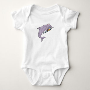 Dolphin as Nurse with Syringe Baby Bodysuit