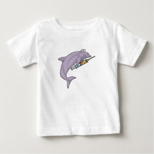 Dolphin as Nurse with Syringe Baby T-Shirt