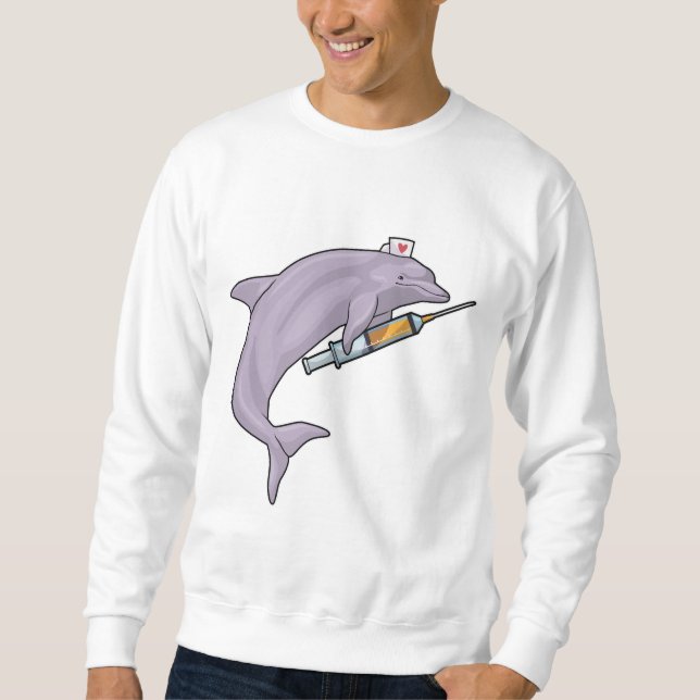 Dolphin as Nurse with Syringe Sweatshirt (Front)