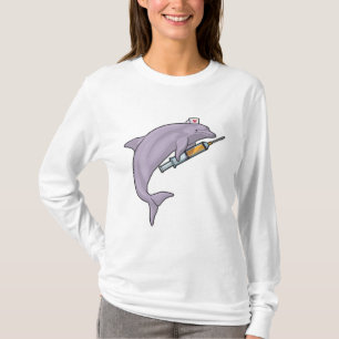 Dolphin as Nurse with Syringe T-Shirt