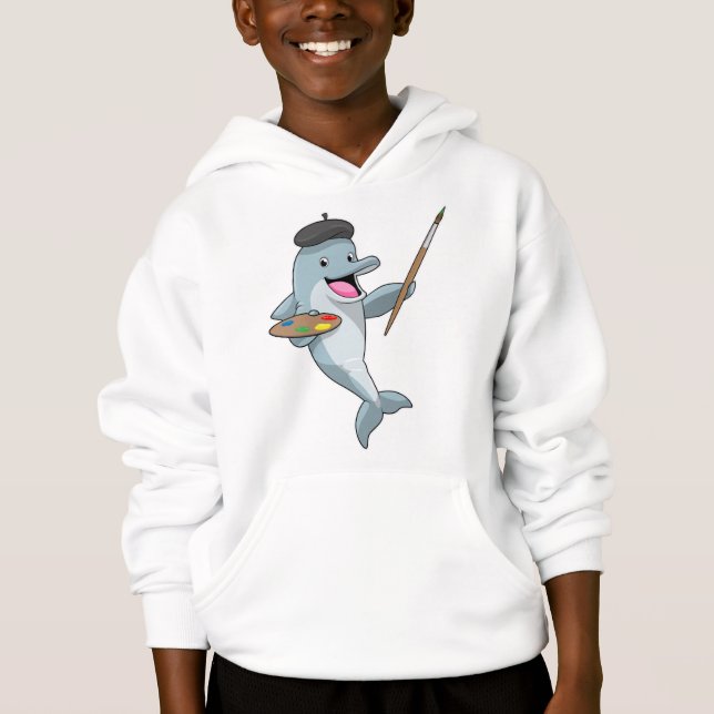 Dolphin as Painter with Paint brush & Colour (Front)