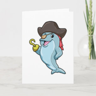 Dolphin as Pirate with Eye patch & Hooked hand Card