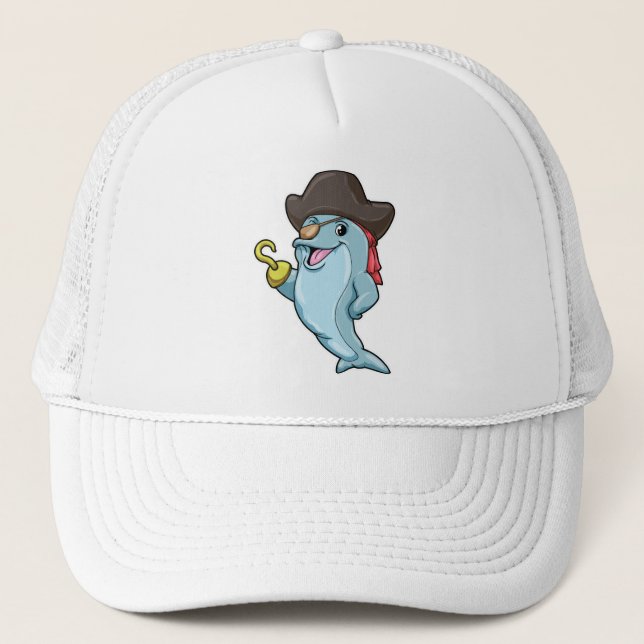 Dolphin as Pirate with Eye patch & Hooked hand Trucker Hat (Front)