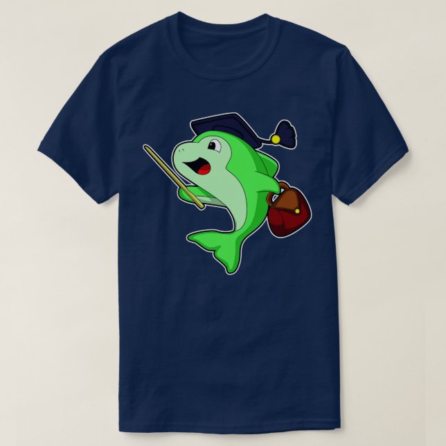 Dolphin as Professor with Bag Pointer T-Shirt (Design Front)