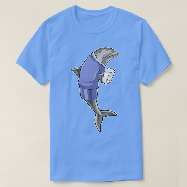 Dolphin as Secretary with Stack of paper T-Shirt (Design Front)