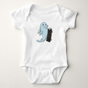 Dolphin as Skater with Skateboard Baby Bodysuit