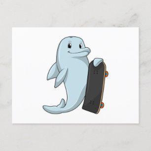 Dolphin as Skater with Skateboard Postcard