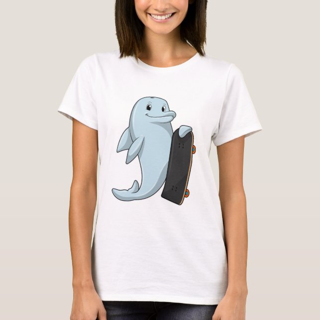 Dolphin as Skater with Skateboard T-Shirt (Front)