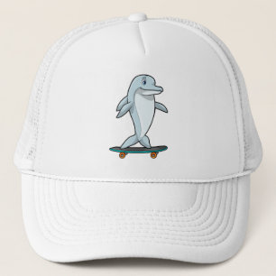 Dolphin as Skater with Skateboard Trucker Hat
