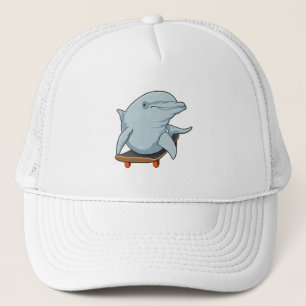 Dolphin as Skater with Skateboard Trucker Hat