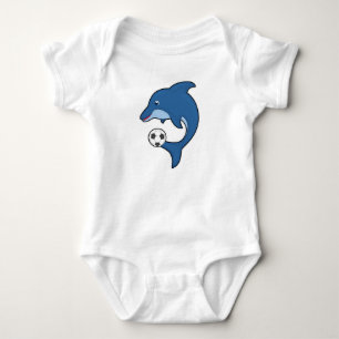 Dolphin as Soccer player with Soccer ball Baby Bodysuit