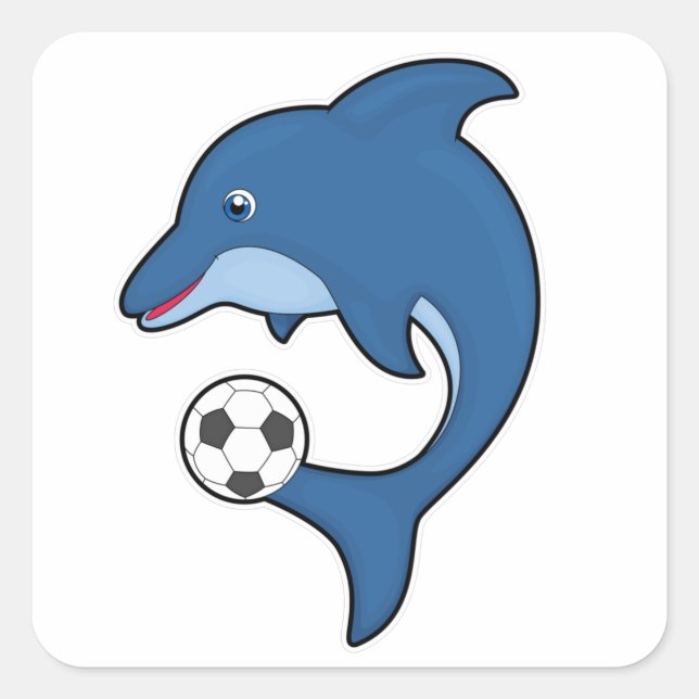 Dolphin as Soccer player with Soccer ball Square Sticker (Front)