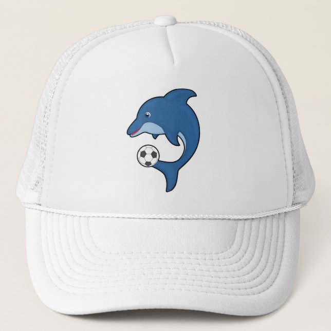 Dolphin as Soccer player with Soccer ball Trucker Hat (Front)