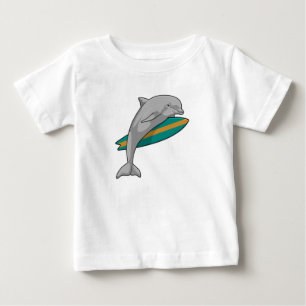 Dolphin as Surfer with Surfboard Baby T-Shirt
