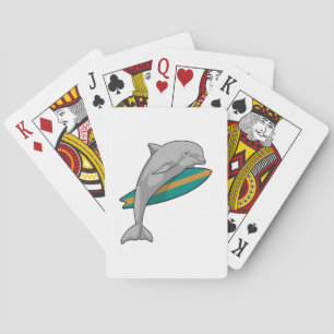 Dolphin as Surfer with Surfboard Playing Cards