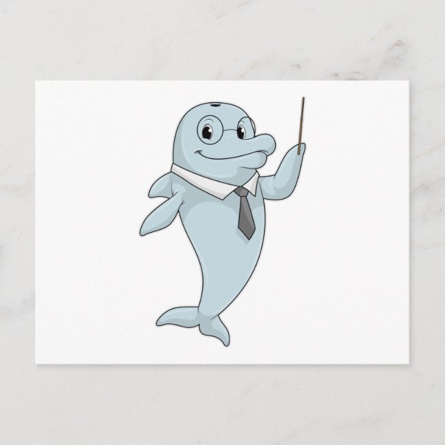 Dolphin as Teacher with Pointer Postcard (Front)