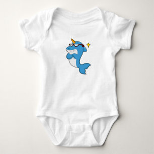 Dolphin as Unicorn with Glasses.PNG Baby Bodysuit