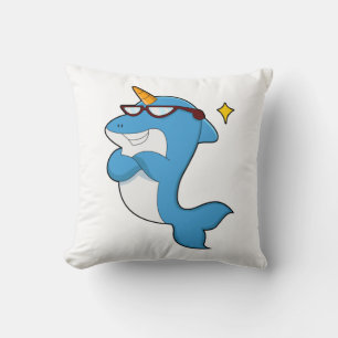 Dolphin as Unicorn with Glasses.PNG Cushion