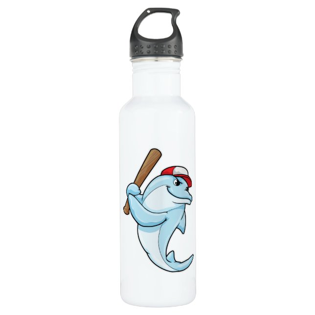 Dolphin at Baseball as Batsman 710 Ml Water Bottle (Front)