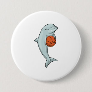 Dolphin at Basketball Sports 7.5 Cm Round Badge