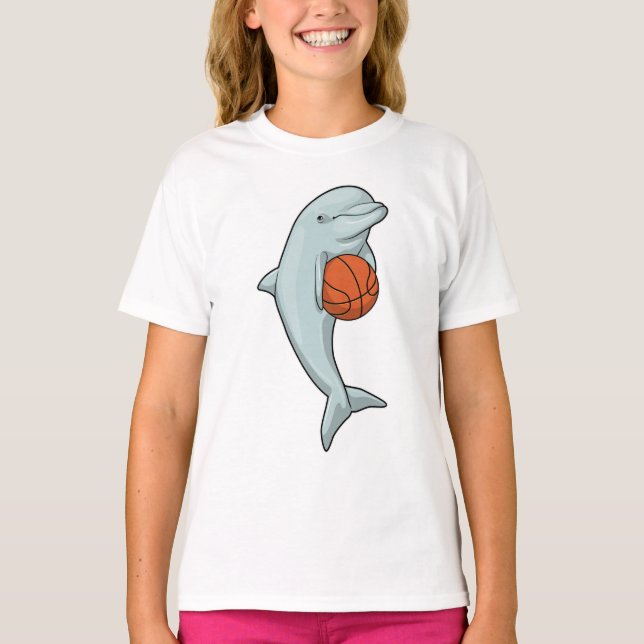 Dolphin at Basketball Sports T-Shirt (Front)