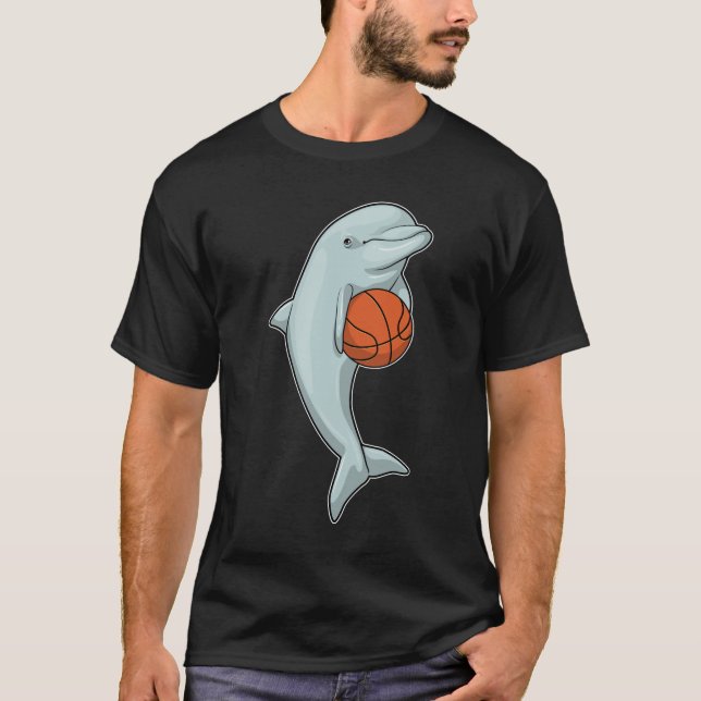 Dolphin at Basketball Sports T-Shirt (Front)