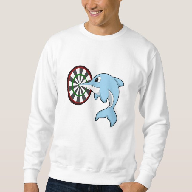 Dolphin at Darts with Dartboard Sweatshirt (Front)