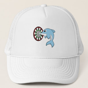 Dolphin at Darts with Dartboard Trucker Hat