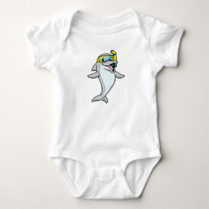 Dolphin at Diving with Snorkel Baby Bodysuit