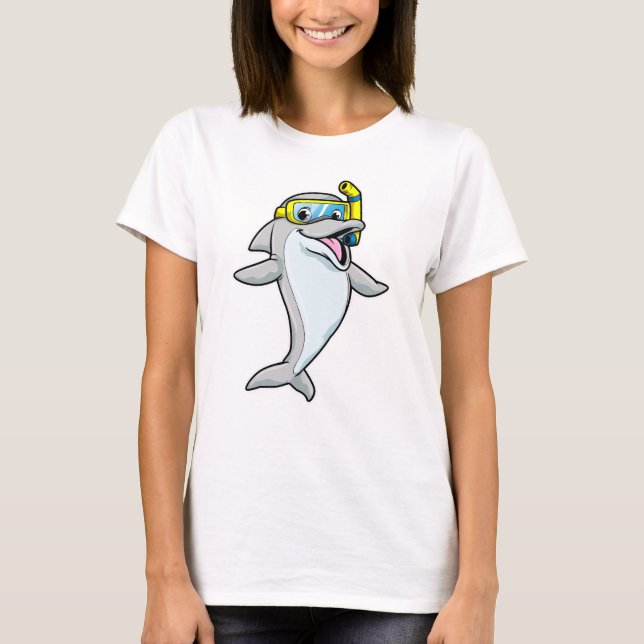 Dolphin at Diving with Snorkel T-Shirt (Front)