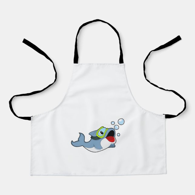 Dolphin at Diving with Water bubbles.PNG Apron (Front)