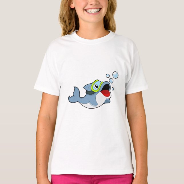Dolphin at Diving with Water bubbles.PNG T-Shirt (Front)