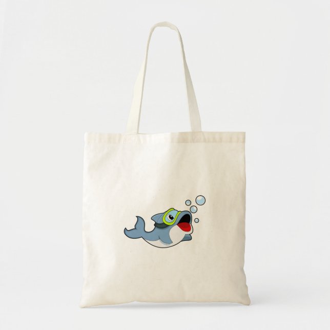 Dolphin at Diving with Water bubbles.PNG Tote Bag (Front)