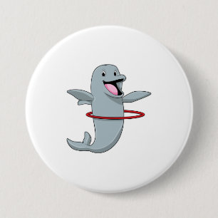 Dolphin at Endurance training with Fitness tires.p 7.5 Cm Round Badge