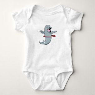 Dolphin at Endurance training with Fitness tires.p Baby Bodysuit