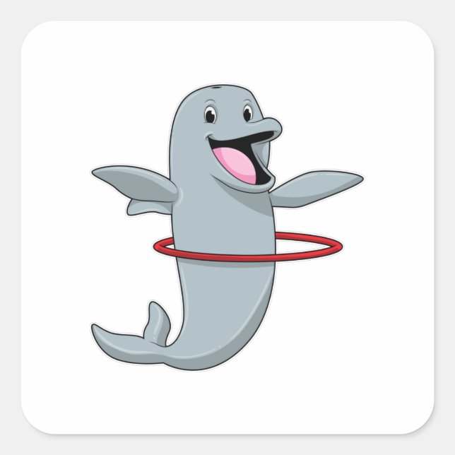 Dolphin at Endurance training with Fitness tires.p Square Sticker (Front)
