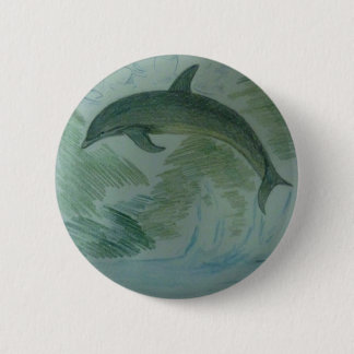 Dolphin at her place 6 cm round badge