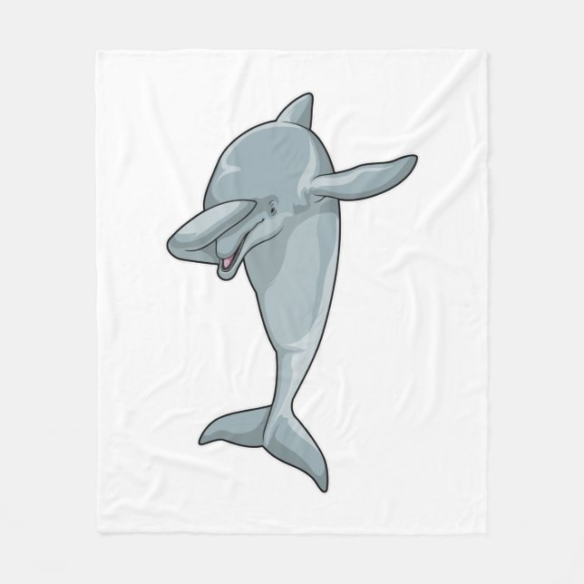 Dolphin at Hip Hop Dance Dab Fleece Blanket (Front)