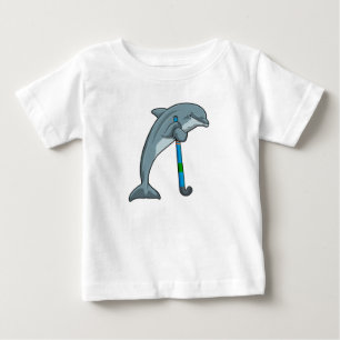 Dolphin at Hockey with Hockey stick Baby T-Shirt