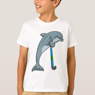 Dolphin at Hockey with Hockey stick T-Shirt