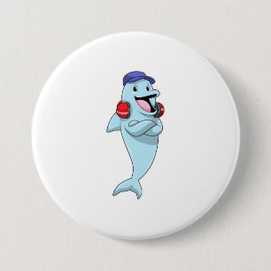 Dolphin at Listen to Music 7.5 Cm Round Badge
