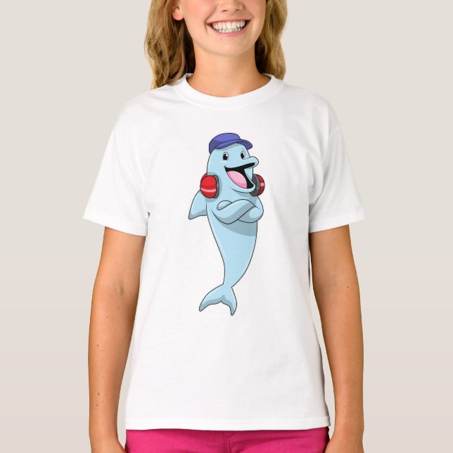 Dolphin at Listen to Music T-Shirt (Front)