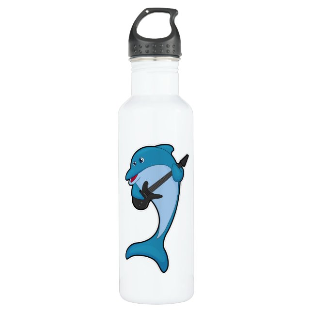 Dolphin at Music with Guitar 710 Ml Water Bottle (Front)