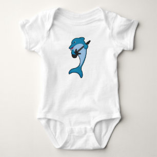 Dolphin at Music with Guitar Baby Bodysuit