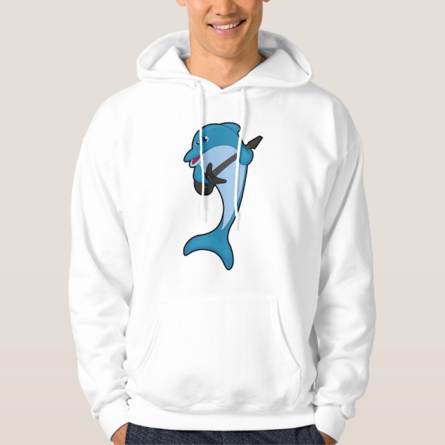 Dolphin at Music with Guitar Hoodie (Front)