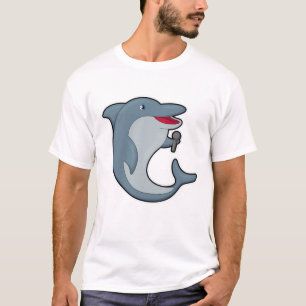 Dolphin at Singing with Microphone T-Shirt