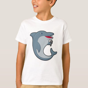 Dolphin at Singing with Microphone T-Shirt