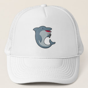 Dolphin at Singing with Microphone Trucker Hat